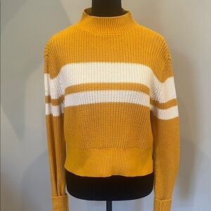 Striped Mustard and White Women's Sweater